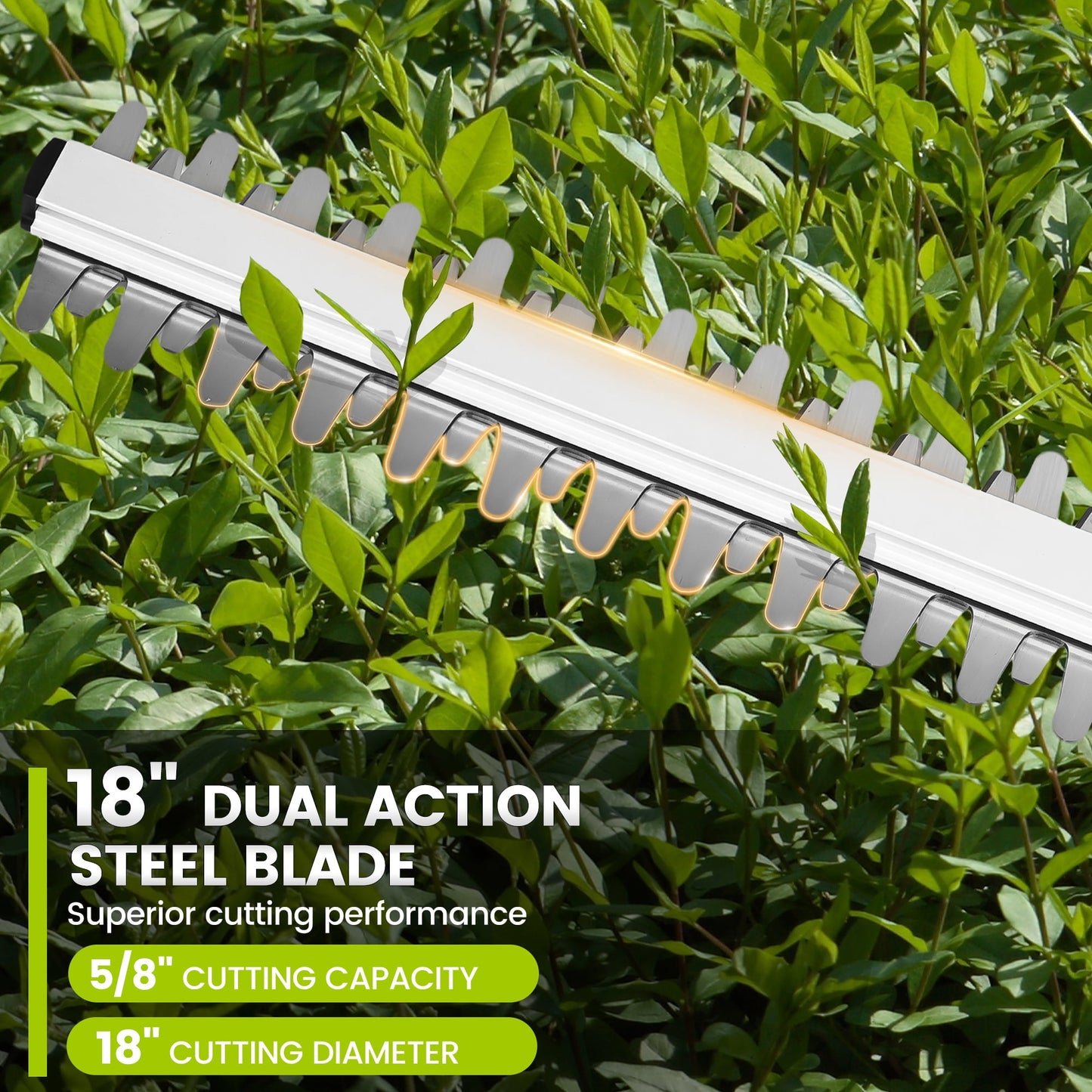 HOTREE 21V Cordless Pole Hedge Trimmer with 2 x 2.0Ah Batteries and Charger, 12ft Reach 3-in-1 Foldable Hedge Shrub Trimmer and Grass Shear ,Grey
