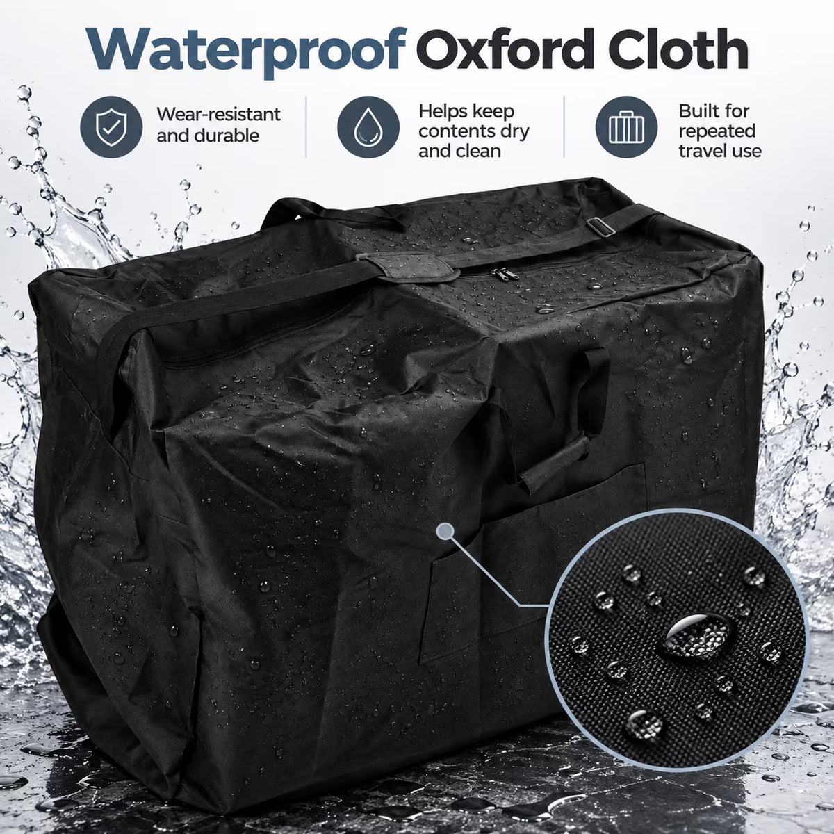 GONCON Foldable Wheelchair Bag Waterproof Large Capacity Oxford Cloth Travel Carrier for Travel Outdoor Black, 45.3 x 31.5 x 15.7 inches / 115 x 80 x 40 cm