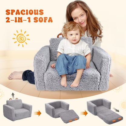 Rupoun Kids Couch Toddler Sofa Convertible Foldable Flip Open Sofa for Girls and Boys, Gray