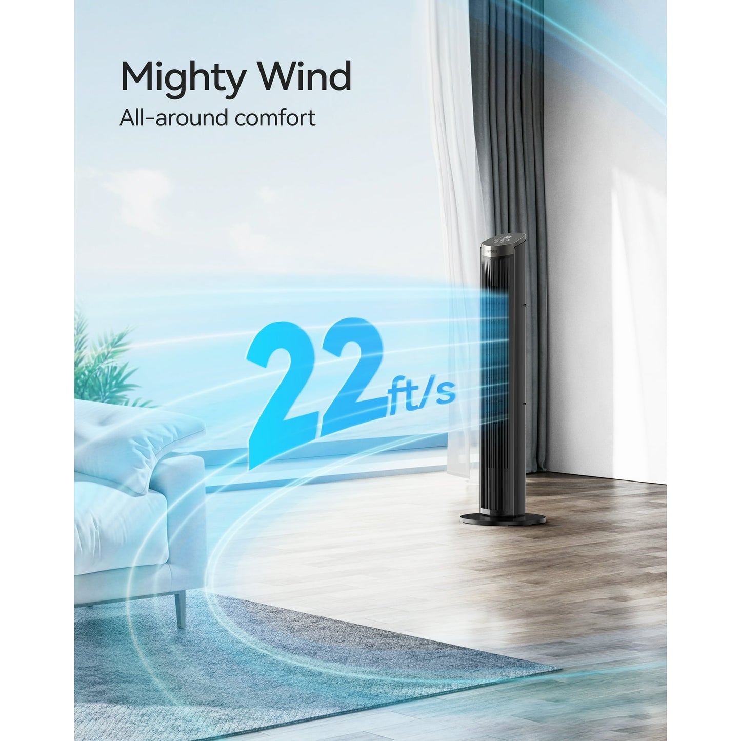 NFTIGB 40 inch Tower Fan Bladeless Fan for Bedroom, 70° Oscillating, 5 Speeds 3 Modes with Remote