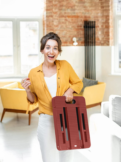 Folding Hand Truck, 500 lbs Capacity Utility Dolly Platform Cart with 6 Wheels & 2 Elastic Ropes for Luggage, Travel, Shopping, Moving, Office Use - Red Folded Size Is 11.8" x 17.7"