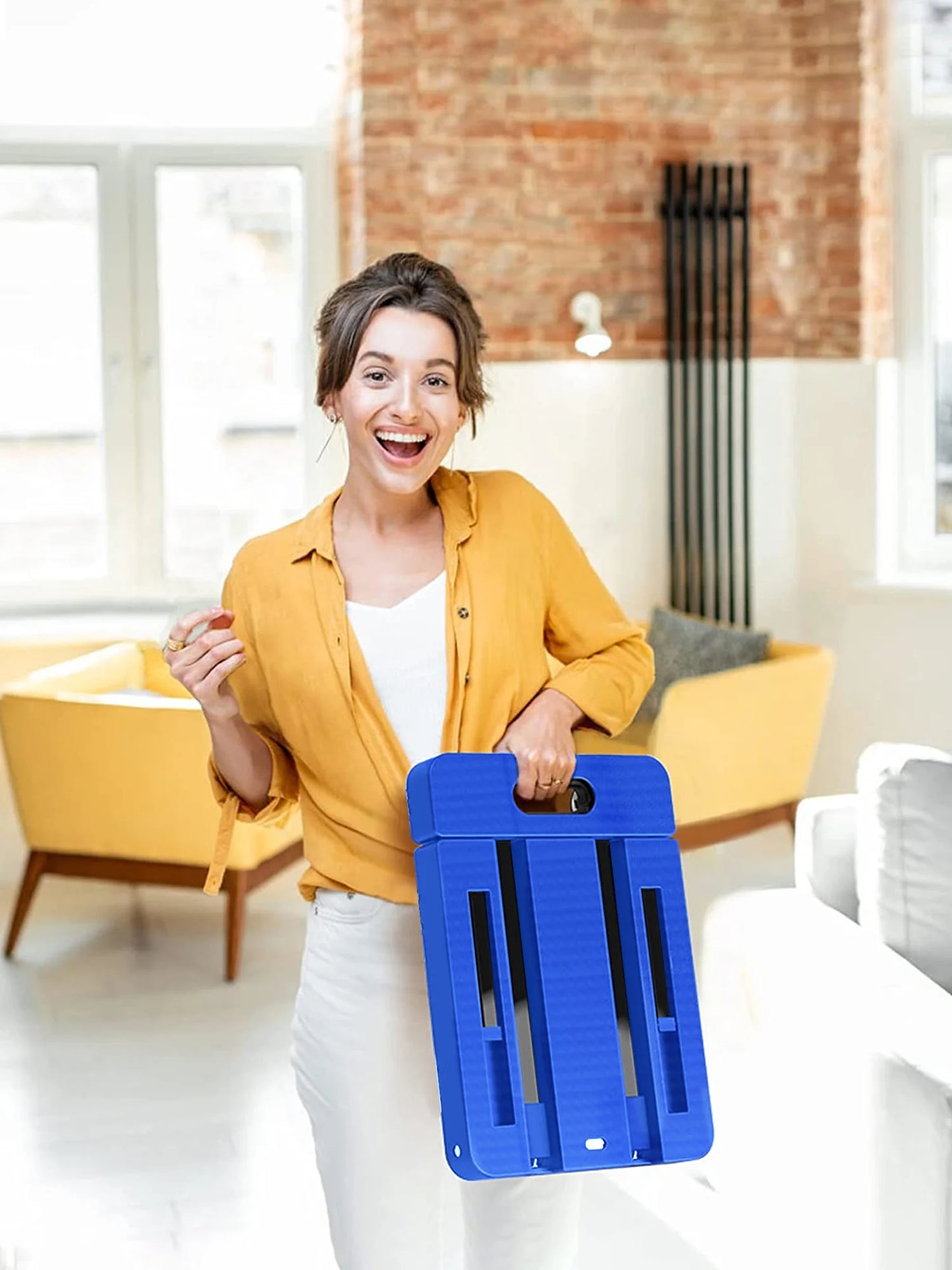 M BUDER Folding Hand Truck, 500 lbs Heavy Duty Dolly Cart, Utility Platform Cart with 6 Wheels for Travel, House, Office, Shopping, Moving Use - Blue High Quality PP Plastic Folded Size 11.8 x 17.7”