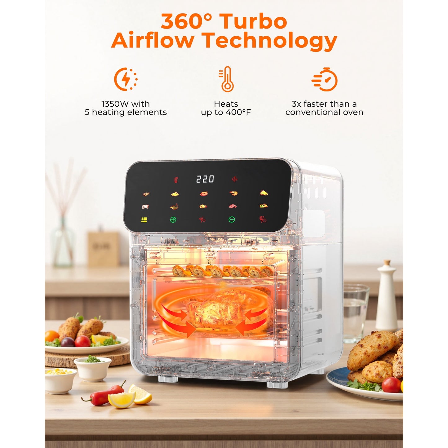 Casualife Air Fryer Oven 12 Qt Max 400F for Cooking, 10 Presets Fry Touch Panel Easy View Window, New BlackCasualife Air Fryer Oven 12 Qt Max 400F for Cooking, 10 Presets Fry Touch Panel Easy View Window, New Black