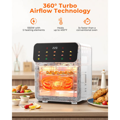 Casualife Air Fryer Oven 12 Qt Max 400F for Cooking, 10 Presets Fry Touch Panel Easy View Window, New BlackCasualife Air Fryer Oven 12 Qt Max 400F for Cooking, 10 Presets Fry Touch Panel Easy View Window, New Black