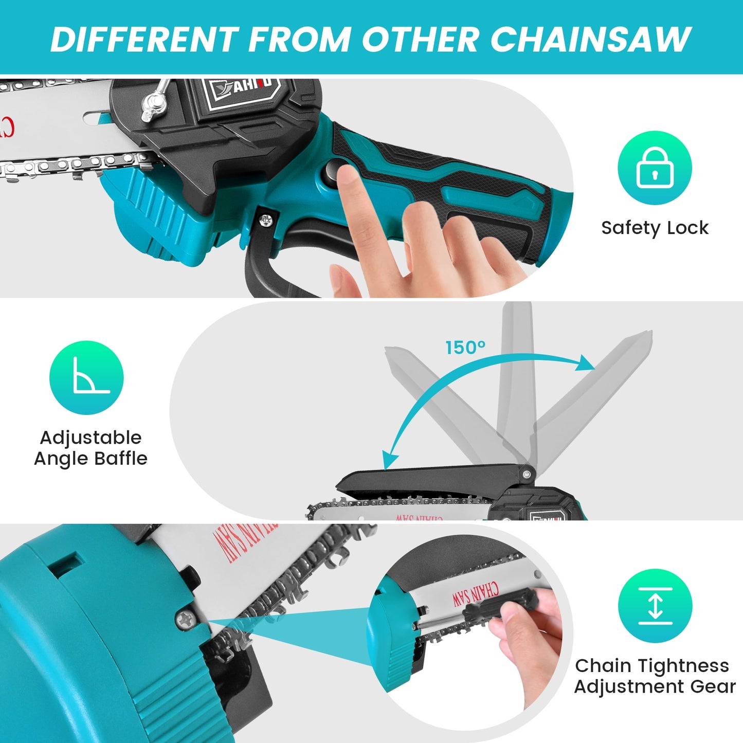 YAHHU 6 inch Mini Chainsaw, Portable Electric Cordless Chainsaw Set,Battery Powered,Small Handheld Chain Saws Pruning for Tree Branches