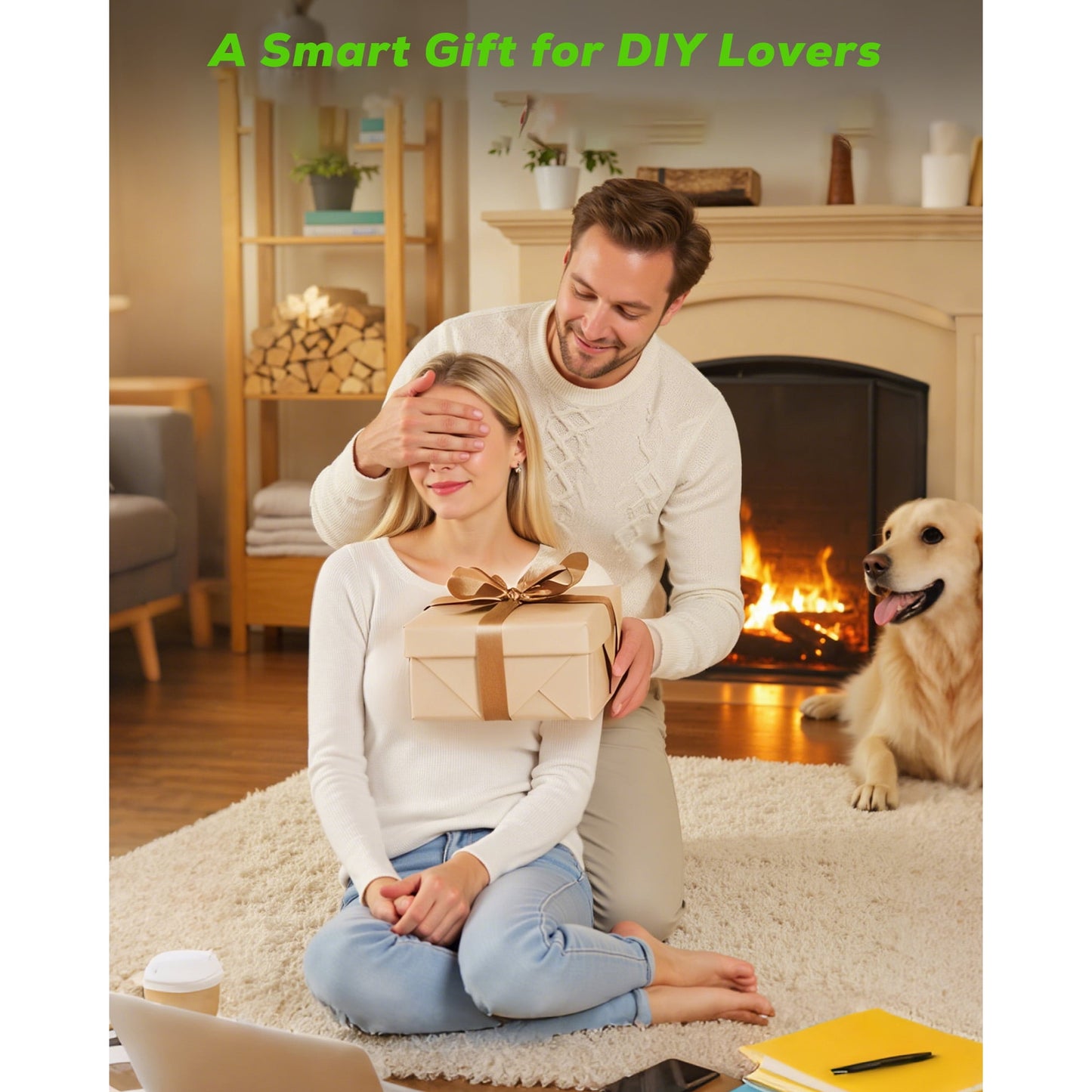 HOTREE Cordless Electric Scissors, 4V Rechargeable Cutter with Safety Lock and LED for Fabric, Cardboard, Plastic, and Leather