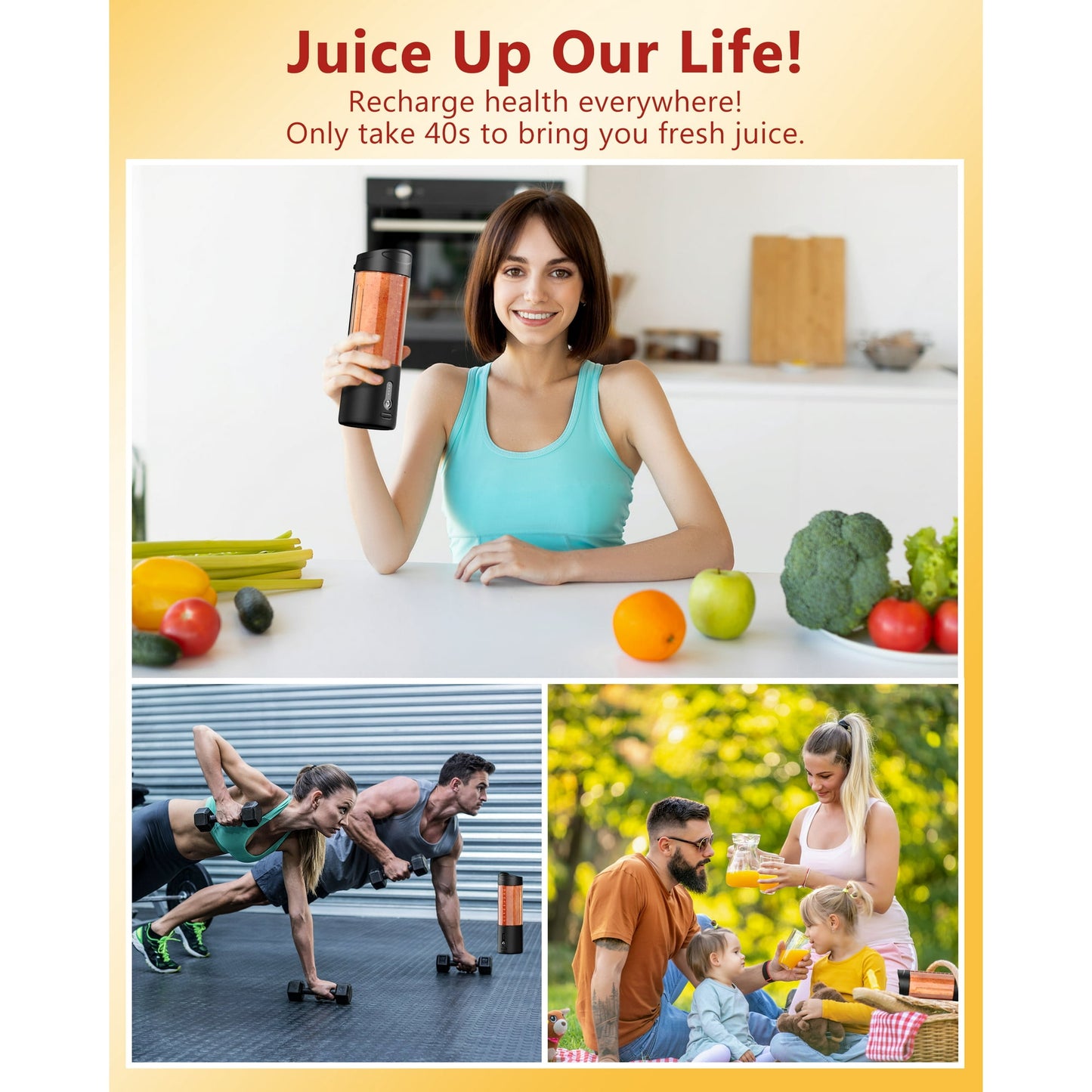 Suodoka 18 oz Portable Personal Blender for Smoothies Shakes, Fruit Mixer with Travel Lid for Gym