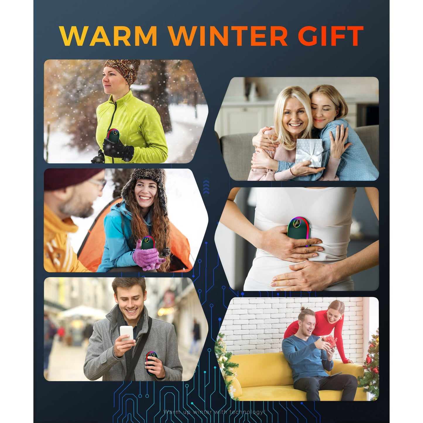 Madala Hand Warmers, 10000Mah Hand Warmers Rechargeable, 7 Changing Colors Lights Electric Hand Warmers, Reusable Hand Warmer for Raynauds, Outdoors, Hunting, Golf, Camping, Women Mens Gifts(Green)