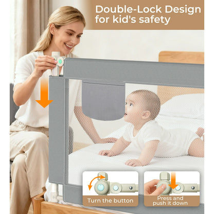 RUPOUN L-Shaped Toddler Bed Rail for Kids – Safety Guardrail, Universal Fit for Mattresses, Easy Installation, 1.5m Large Size, Gray