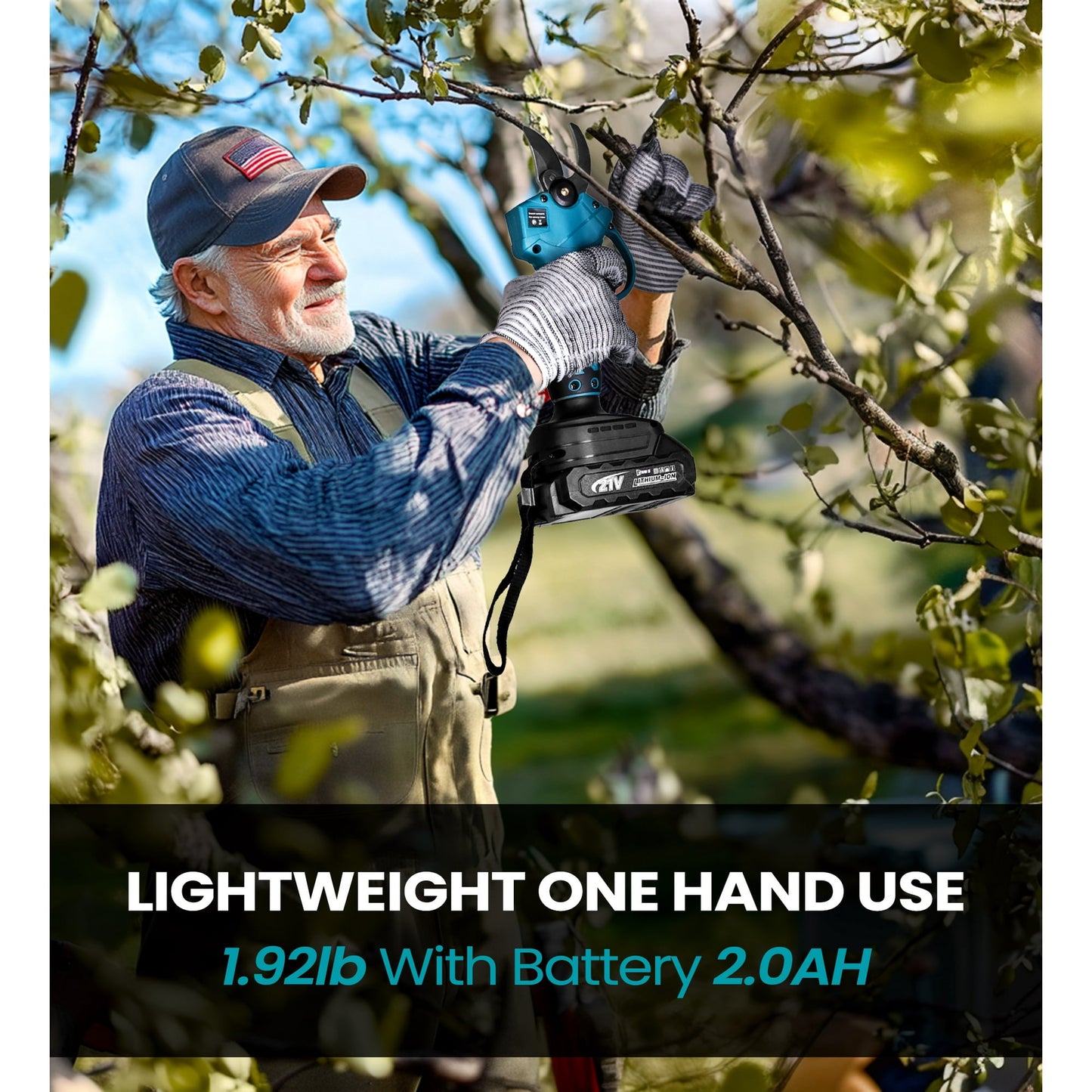 HOTREE Cordless Electric Pruning Shears with 2 Batteries, Adjustable 0.8 to 1.2 Inch Cutting Capacity and LCD Display for Garden