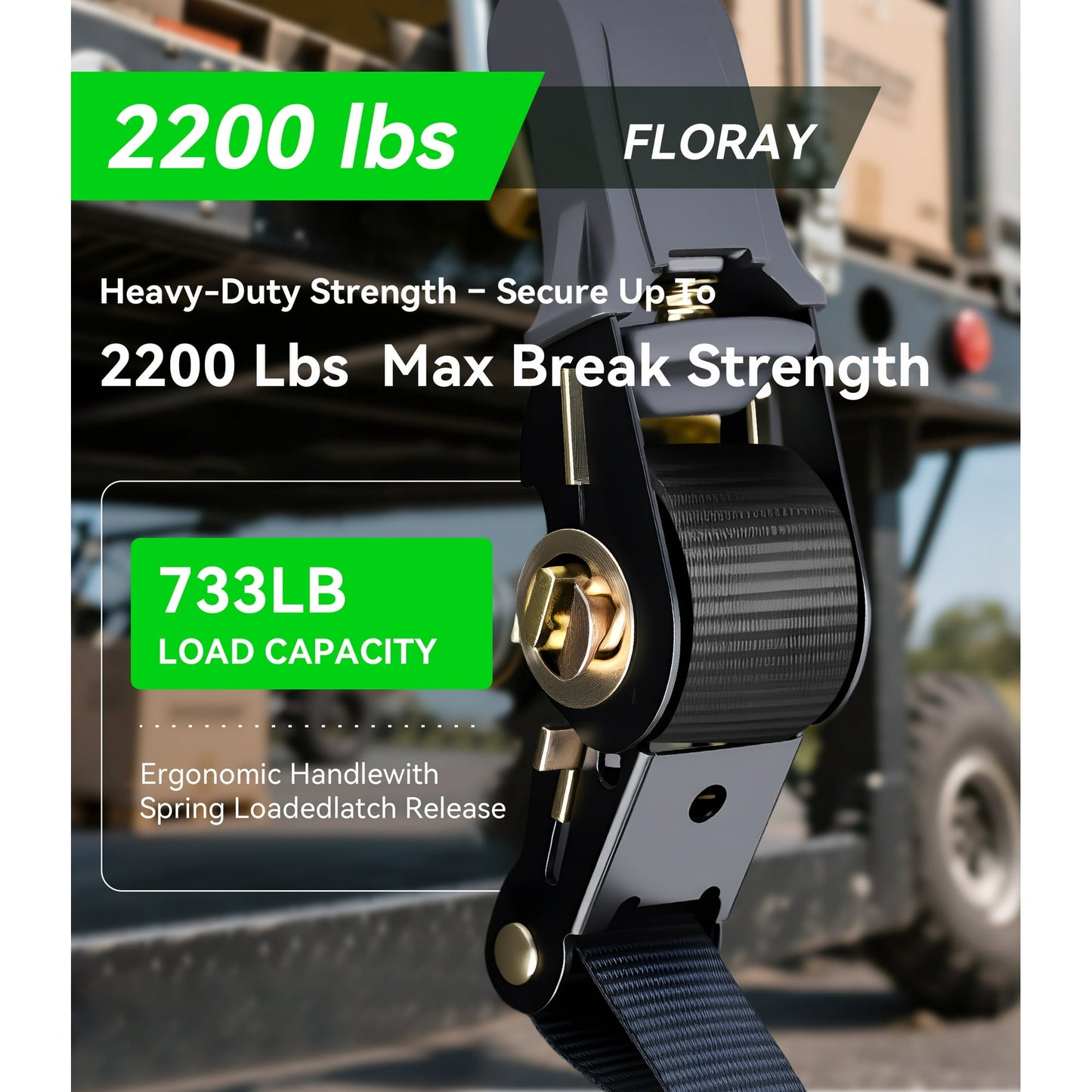 Floray 1" x 15' Heavy Duty Ratchet Straps – Tie Down Straps with S Hooks, 1,800lbs Break Strength – 4 Pack Retractable Cargo Straps for Trucks, Trailers, and Outdoor Gear