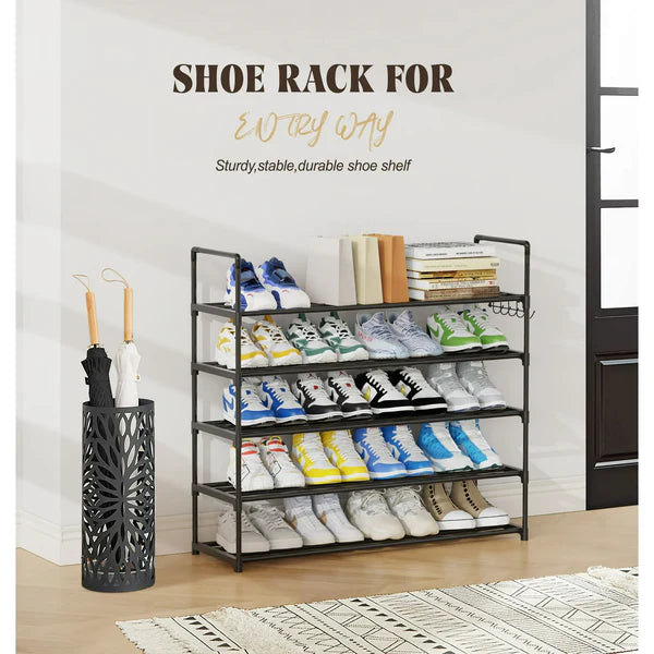 Riousery 5-Tiers Shoe Rack Shoe Storage Organizer for Entryway Closet, 35.5 Inch Length Stackable Shoe Shelf Hold up to 25-30 Pairs Shoes