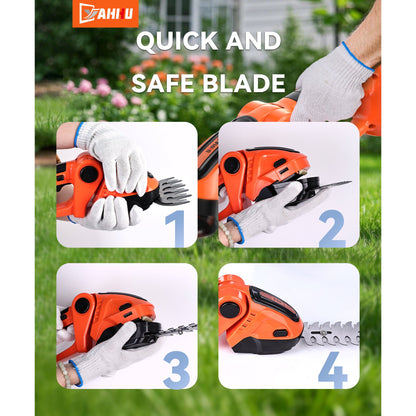 YAHHU Cordless Hedge Trimmer, 2 in 1 Handheld Electric Grass Trimmer , Trimmer for Bush,Tree, Garden, Patio and Lawn