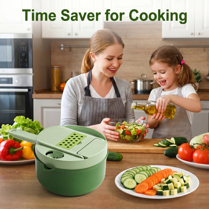 M Buder 15pcs Vegetable Chopper, Food Chopper with 8 Blades, Container, Vegetable Dicer Slicer for Onion, Veggie, Cheese, Green