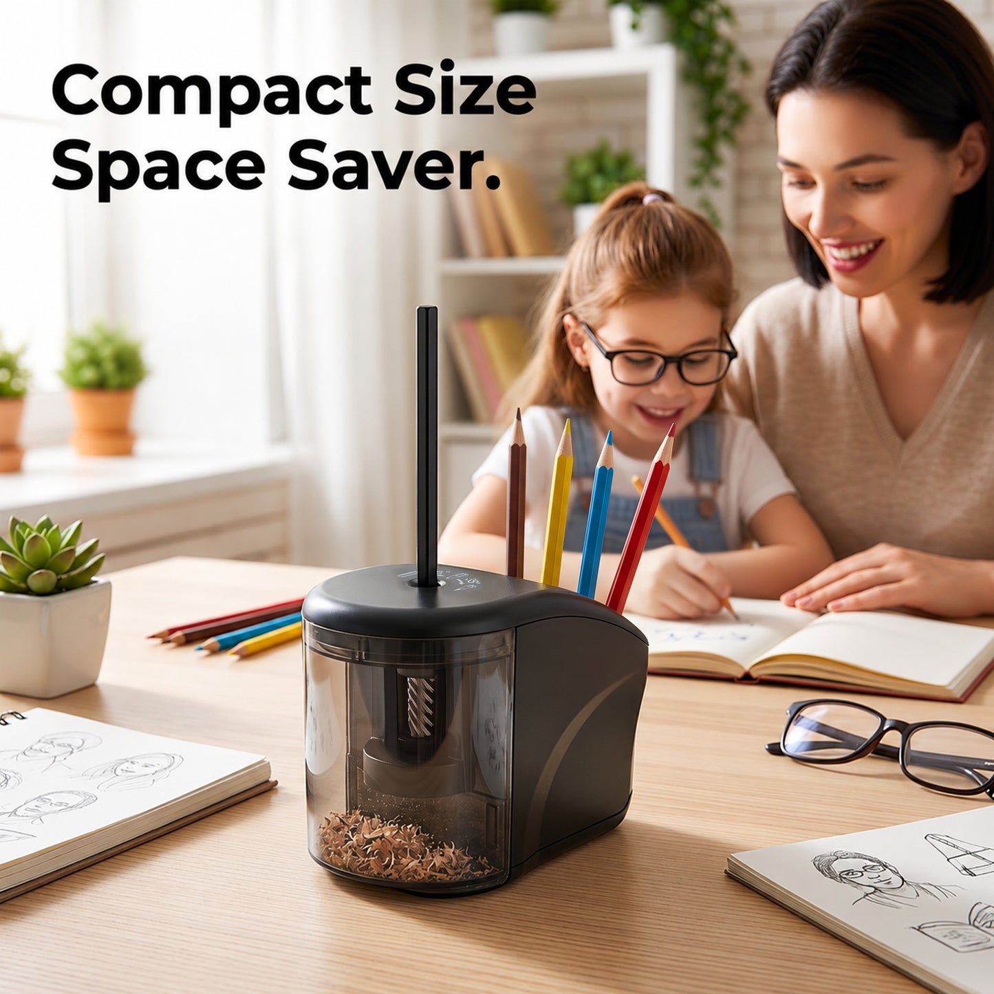 AOLIGO Electric Pencil Sharpener Auto Stop, Automatic Sharpener for Classroom Office Home Art Pencils Black