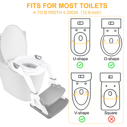 RUPOUN Potty Training Seat 2-in-1 with 2 Step Ladder Foldable and Adjustable Height