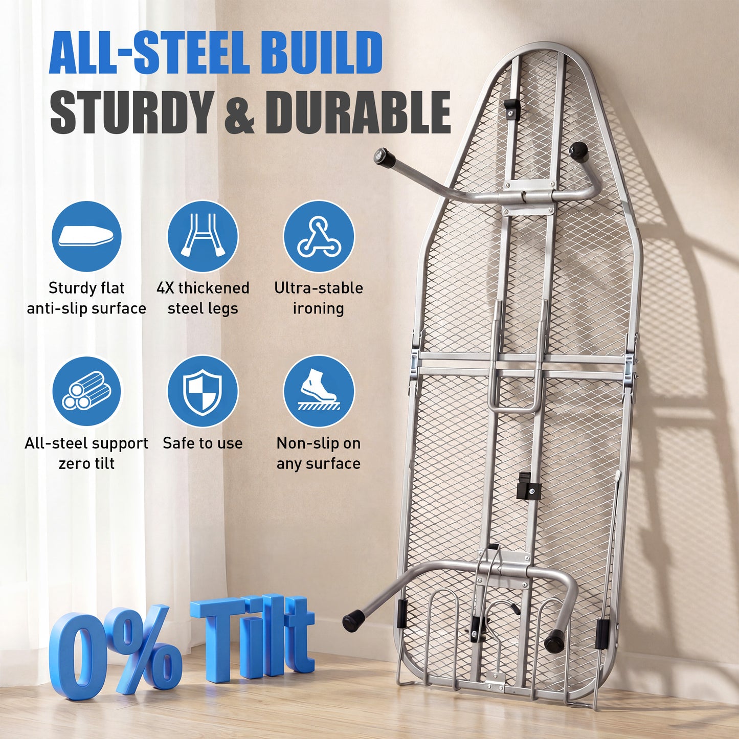 Riousery Tabletop Ironing Board, Steel Frame, Foldable Design with Iron Rest and Hanging Storage, Compact for Dorms & Apartments, 30"x12"x7"