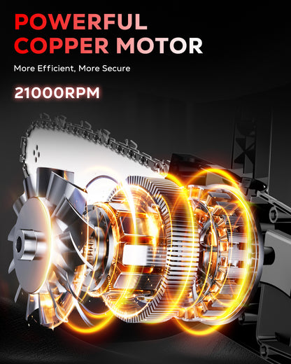 HOTREE 12 Inch Cordless Chainsaw, 21V Electric Handheld Chainsaw for Tree Trimming, Wood Cutting, Outdoor Yard Work