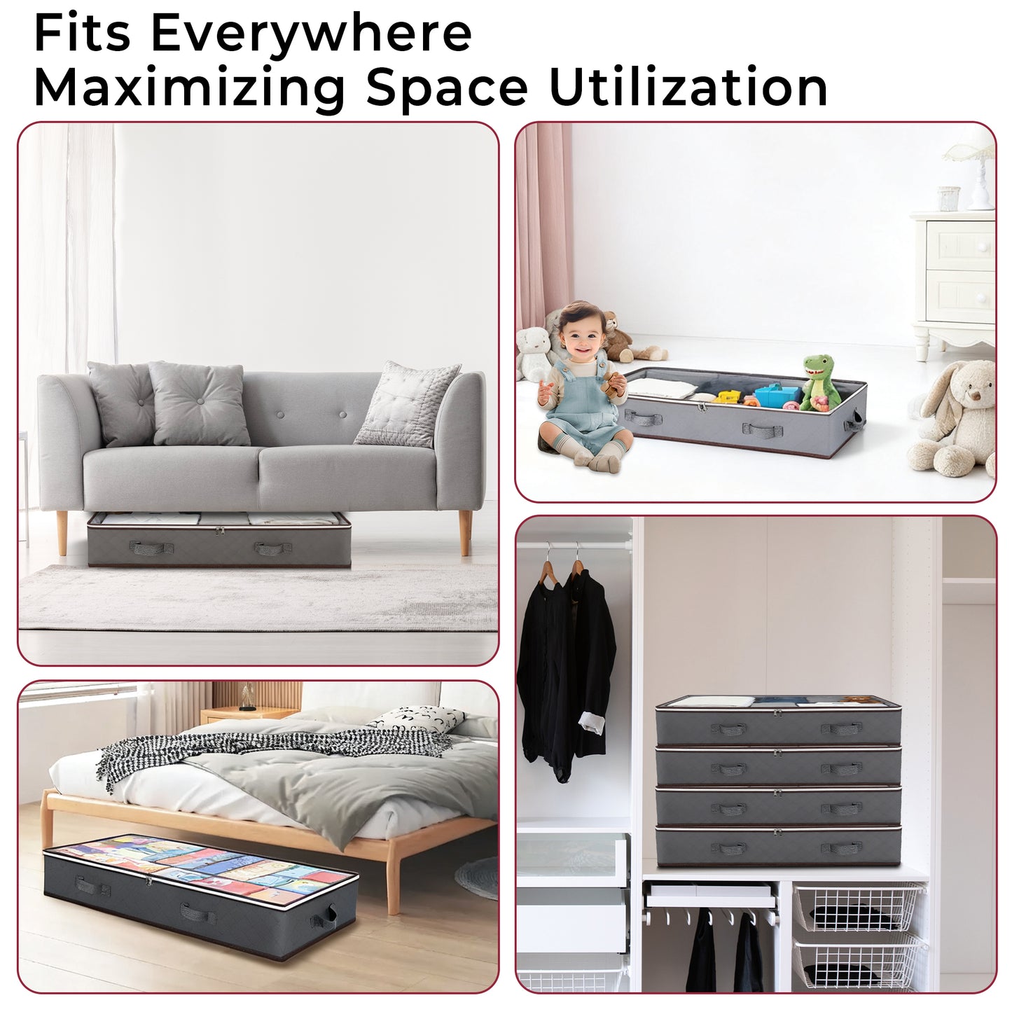 WEENEED 90L Under Bed Storage Bag, Foldable Closet Organizer for Blankets, Towels, Comforter, Sweaters, Linen Sheets