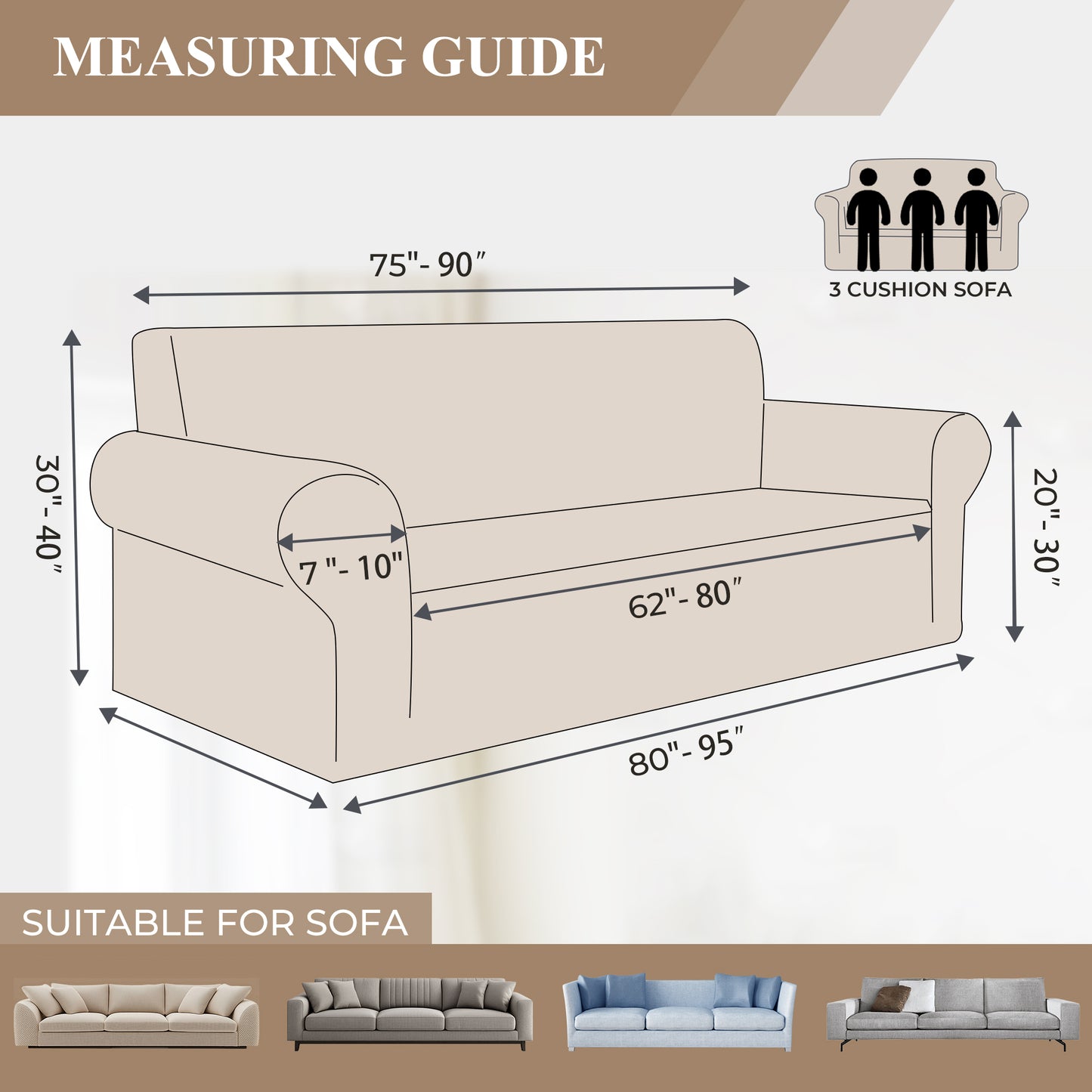 WEENEED Sofa Cover Non Slip Couch Cover Stretch Slipcover Leakproof Couch Protector for Kids Dogs Cats Pets, Black