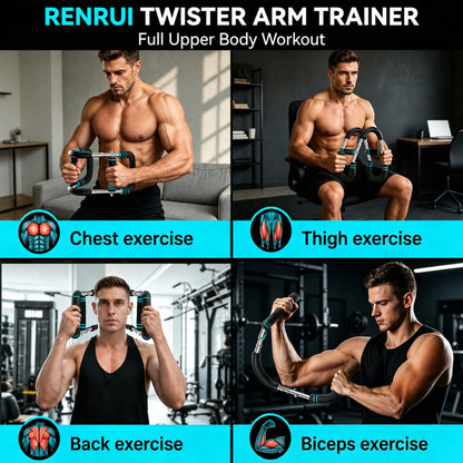 Feeray Twister Arm Trainer for Men, 66-110 LBS Adjustable Chest Workout Equipment, Home Fitness Spring Resistance, Black/Blue