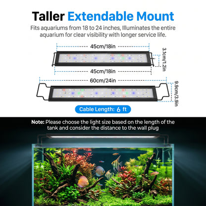 Feeray 10-Level Dimmable LED Aquarium Light with Auto Timer for Fish Tanks & Planted Aquariums