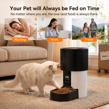 Tolobeve Automatic Cat Feeder, 135oz Timed Portion Control for Cats & Small Dogs, White