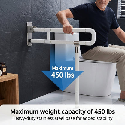 AOLIGO Foldable Toilet Grab Bar with Leg Support, Handicap Grab Bars for Bathroom, Toilet Safety Rails for Elderly Pregnant and Disabled