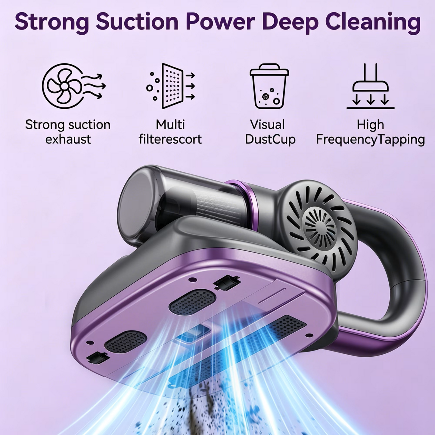 FVSA 8500Pa Cordless Mattress Vacuum, Handheld Bed Cleaner with 8000VPM Deep Tapping