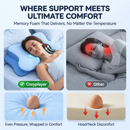 Alylo Cervical Neck Pillow for Neck Support, Contour Memory Foam Pillow with Arm Grooves, Ergonomic Bed Pillows for Side Back Stomach Sleepers, Gray
