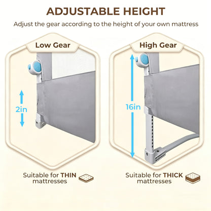 Bed Rails for Toddlers, Baby Bed Rail Guard Foldable Toddler Bed Rail (Gray, 59in Sizes)