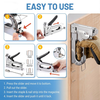 LZSDS 3 in 1 Heavy Duty Staple Gun for Woodworking, Manual Nail Gun Brad Nailer with Remover for Upholstery Carpentry DIY