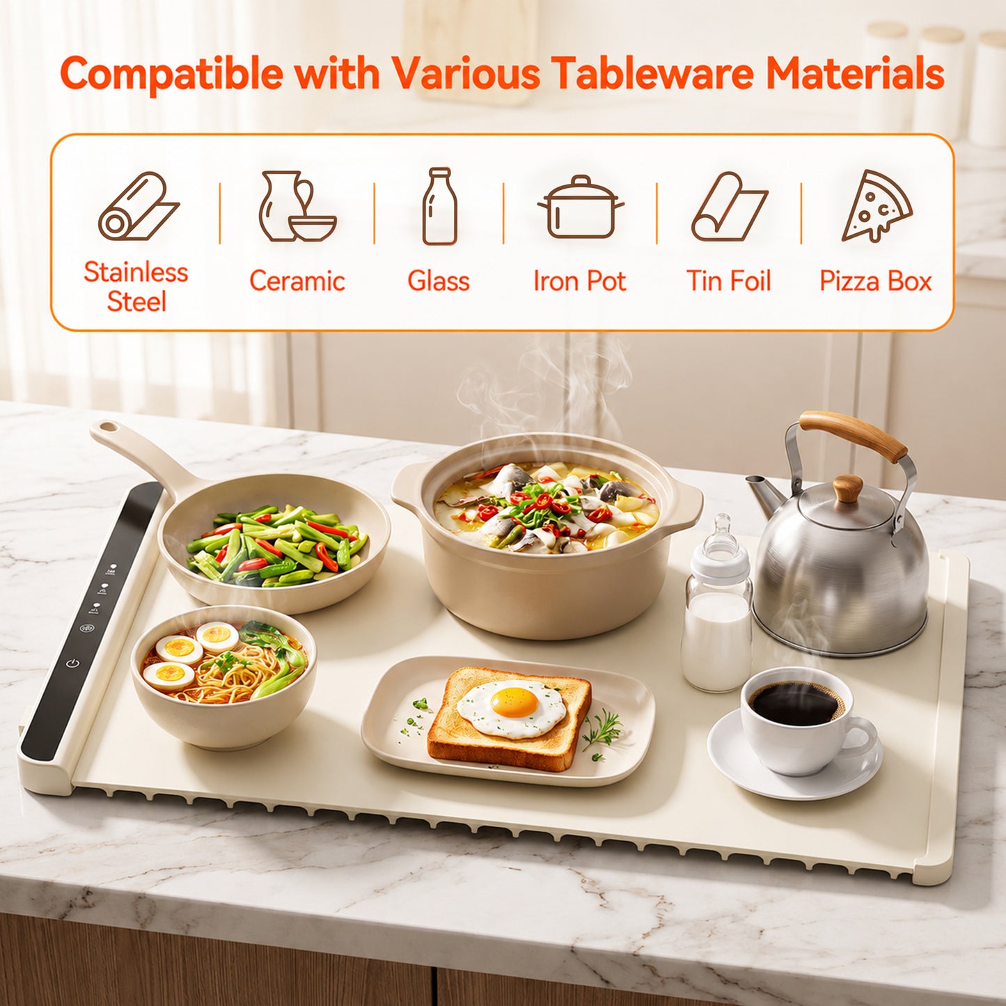 M Buder Food Warming Tray, Electric Warmer Mat, Portable Warmer for Party, Family Dinner, Residential, 3 Adjustable Temperature and Timer