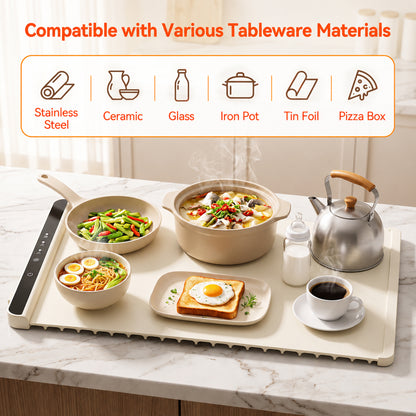 M Buder Food Warming Tray, Electric Warmer Mat, Portable Warmer for Party, Family Dinner, Residential, 3 Adjustable Temperature and Timer