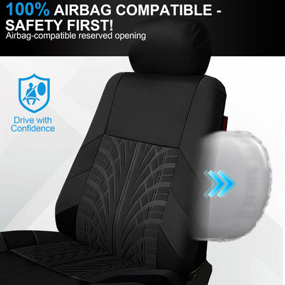 FLORAY 9-Piece Car Seat Covers - Airbag Safe, Thickened, Split Rear, Machine Washable - Universal Fit for Cars, SUVs, Trucks, Black