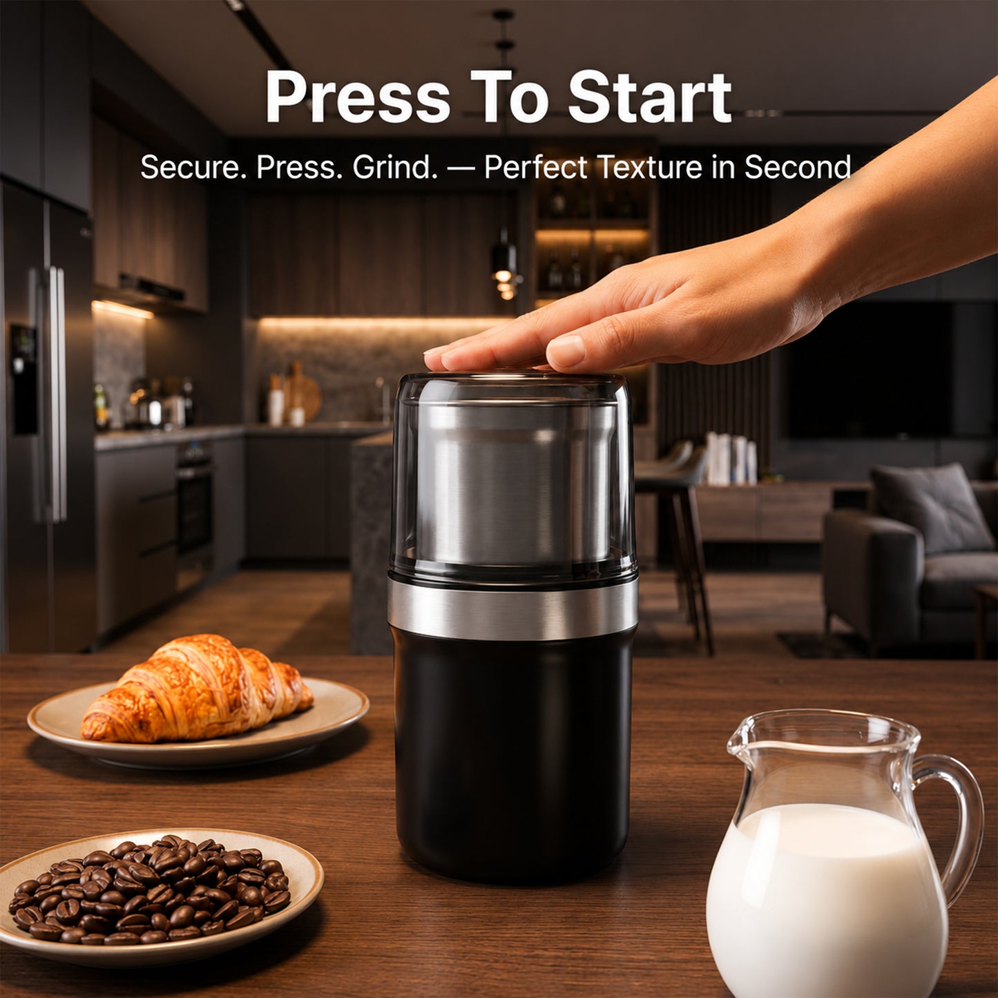 M Buder Electric Coffee Grinder, Spice Grinder with Stainless Steel 2 Blades, Electric Grinder For Coffee, Spices, Herbs & Garlic