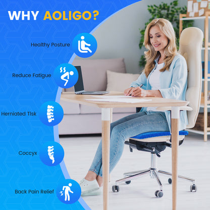 AOLIGO Gel Seat Cushion for Wheelchair, Office Chair, Car Seat, Blue