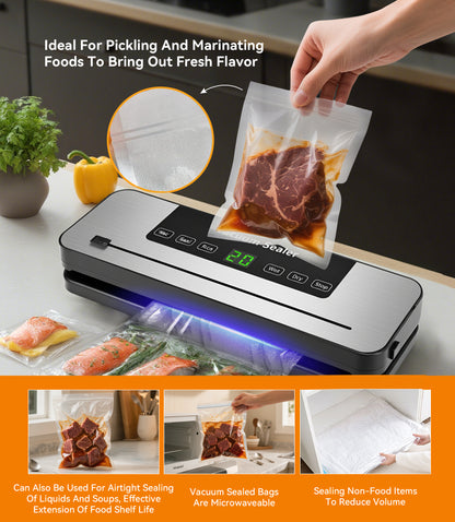 M Buder Vacuum Sealer Machine, Automatic Sealing for Food Storage with Cutter, 5 Modes, Residential, Commercial