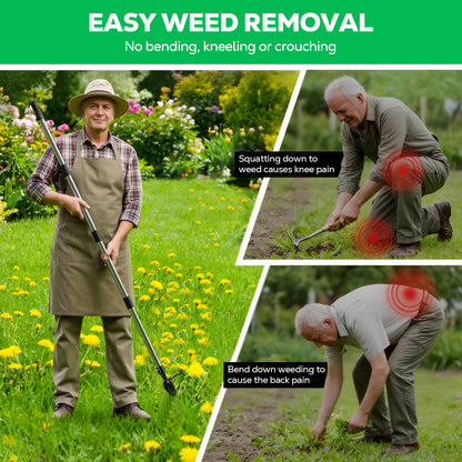 OHHANI Weed Puller Tool, 4-Section Adjustable Length, Detachable, Portable, Suitable for Gardens Lawns and Flower Beds