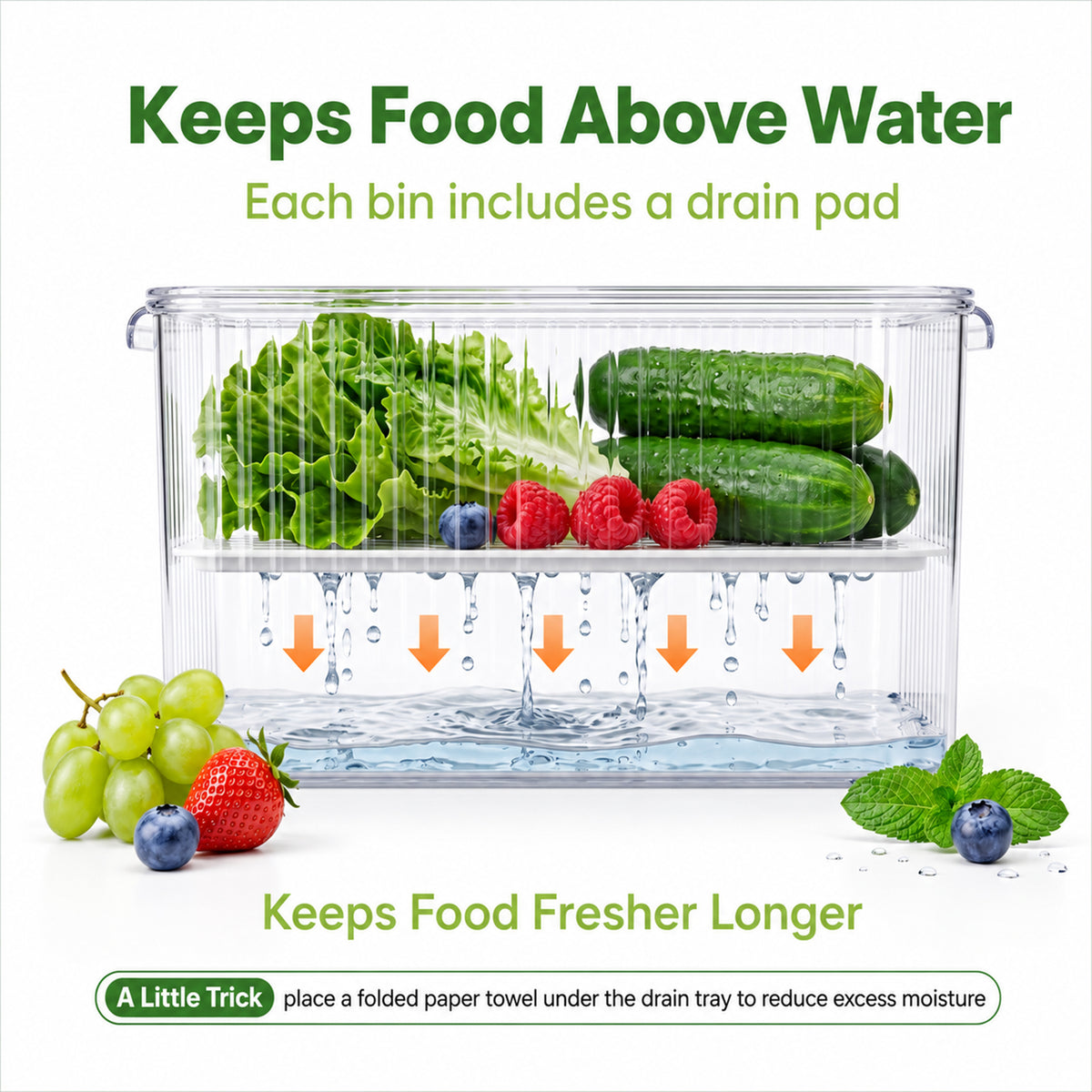 M Buder 10 PCS Fruit Storage Containers for Fridge, Food Storage Containers with Removable Colander, Leakproof Fridge Organizer Bins For Fruits, Vegetables, Snacks Keeper Fresh