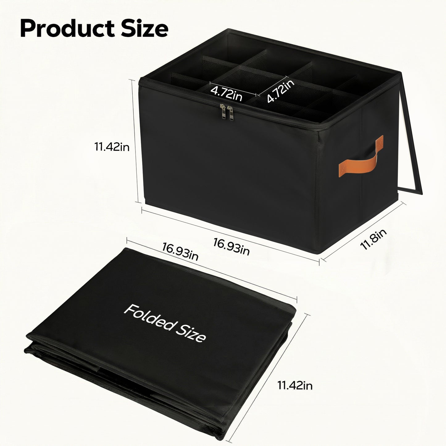 Riousery 2-Pack Under Bed Shoe Organizer for Closet, 24 Individual Shoe Slots, Foldable Storage Boxes with Clear Zipper Cover & Handles, Black