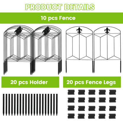 OHHANI Fence 10 Panels 26"x 24" Black Rustproof Metal Wire for Landscape Patio Yard Outdoor Decor