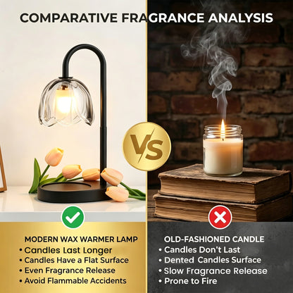 AOLIGO Candle Warmer Lamp with Timer Dimmable Wax Melt Warmer for Jar Candles Adjustable Height Black Petal Style Candle Lamp Home Decor Gift for Women Mom Housewarming