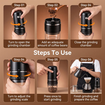 M Buder Electric Coffee Grinder, One-Touch Automatic Burr Coffee Grinde, Spice Grinder 30 Precise Grind Settings