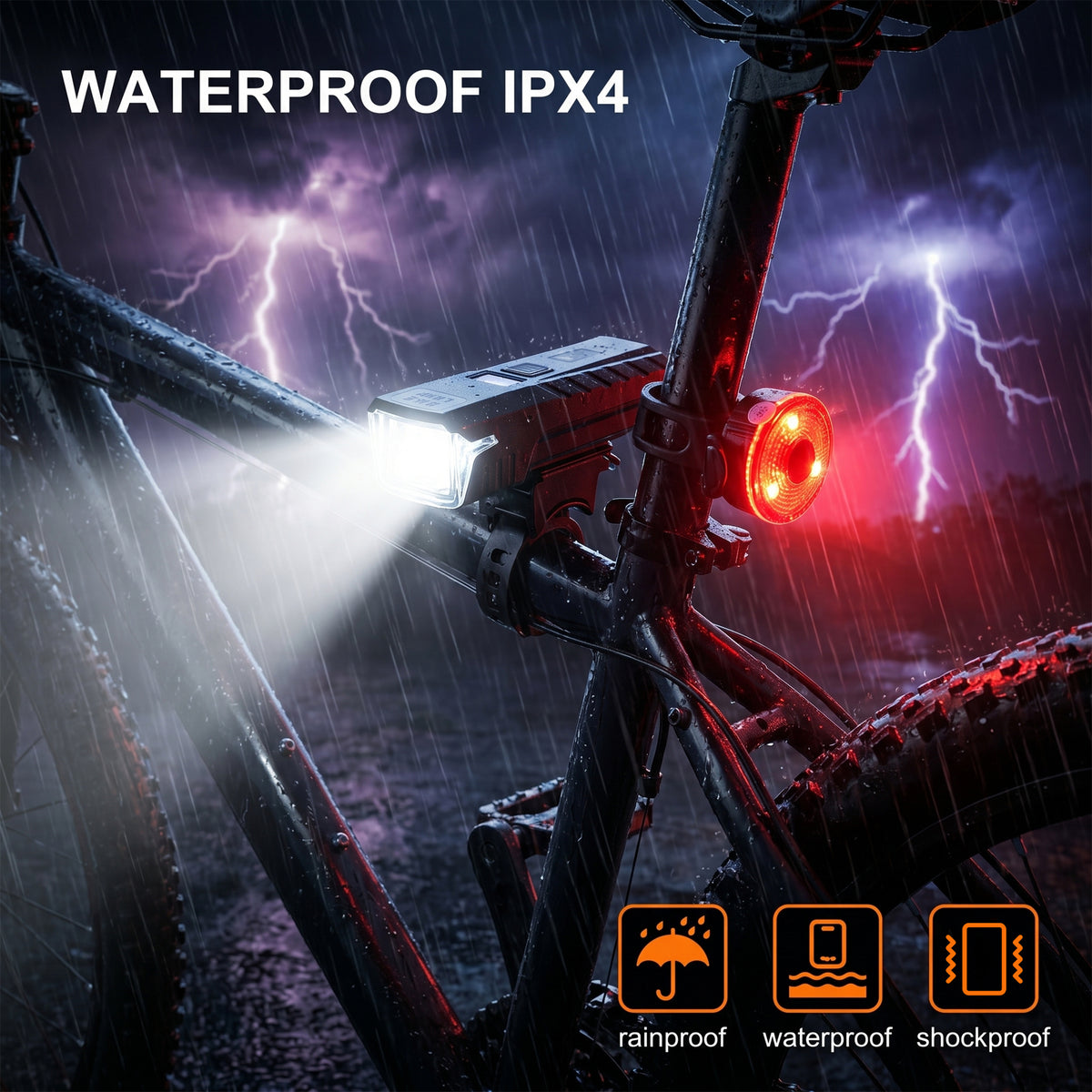 MORSUMA Bike Light Set, IPX4 Waterproof Smart Sensor Headlight with LCD Display, Black
