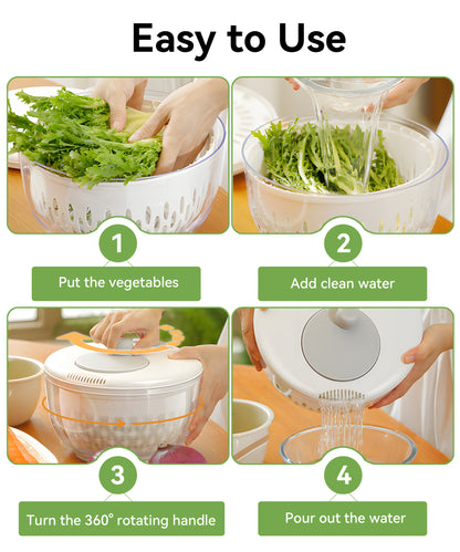 M Buder Salad Spinner, Vegetable Fruit Washer Dryer and Chopper, Lettuce Spinner with 5 Blade Slicer Shredder, 4500ML Slalad Bowl , White