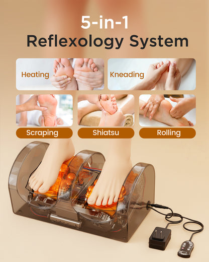 M Buder Foot Massager, Shiatsu Spa with Heat for Comfort and Relief, Gift, Black