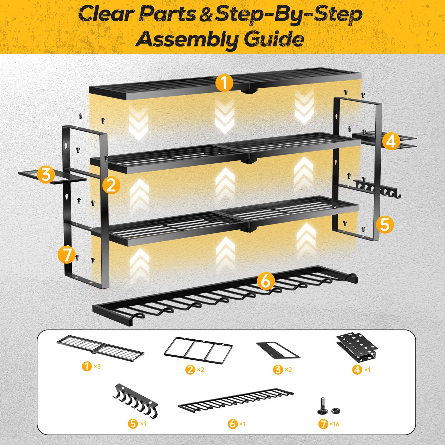Riousery Heavy Duty Power Tool Organizer Wall Mount, 8 Drill Holder Rack with Hooks, 4-Tier Tool Storage Shelf with 350Lbs Load Capacity, Garage Tool Rack for Workshop Shed Pegboard Wall