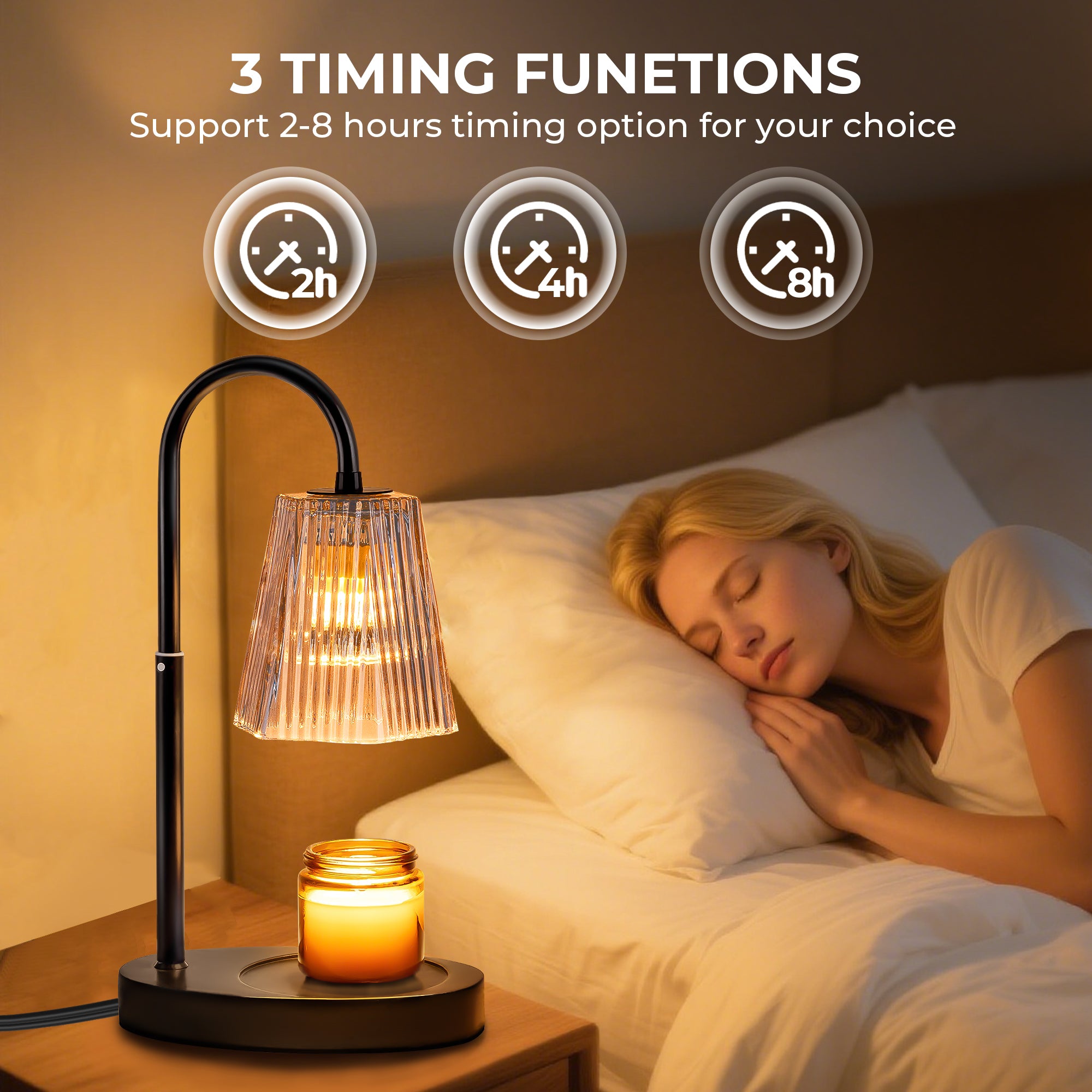 AOLIGO Candle Warmer Lamp, Tabletop with Timer and Dimmer, Adjustable Height, Flame-Free for Home Decor, Gift for Christmas