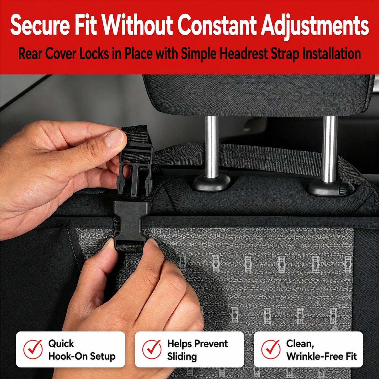 FLORAY Universal Car Seat Covers Full Set for Sedans & Compact SUVs, Airbag Compatible Auto Seat Protectors, Front & Rear Bench, Black